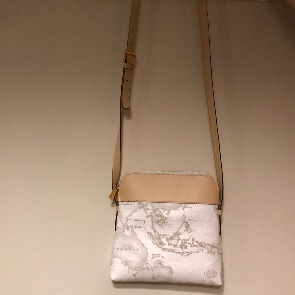 Alvieromartini white map crossbody purse designer